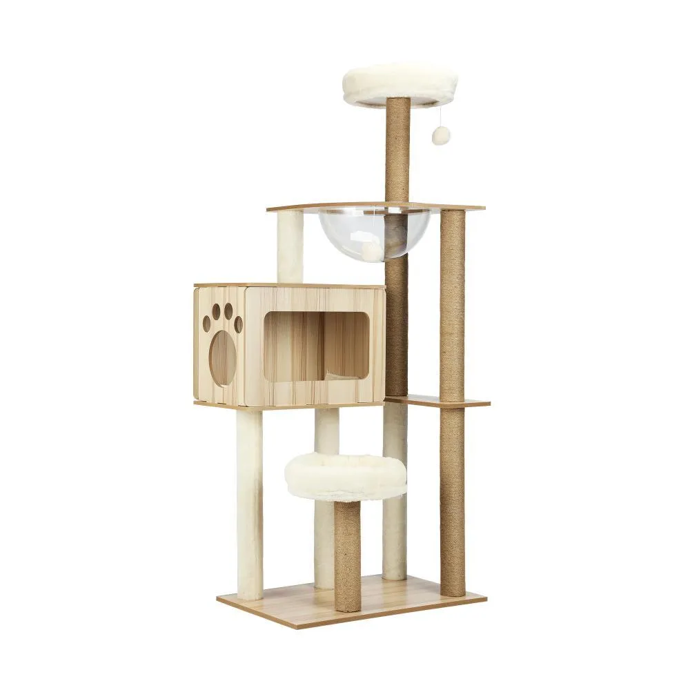 142cm Cat Tree Tower Scratching Post Scratcher Cats Condo House Bed Furniture