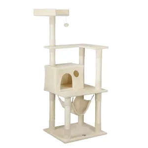 1.6M Cat Tree Scratching Post Scratcher Tower House Furniture Bed Stand Beige