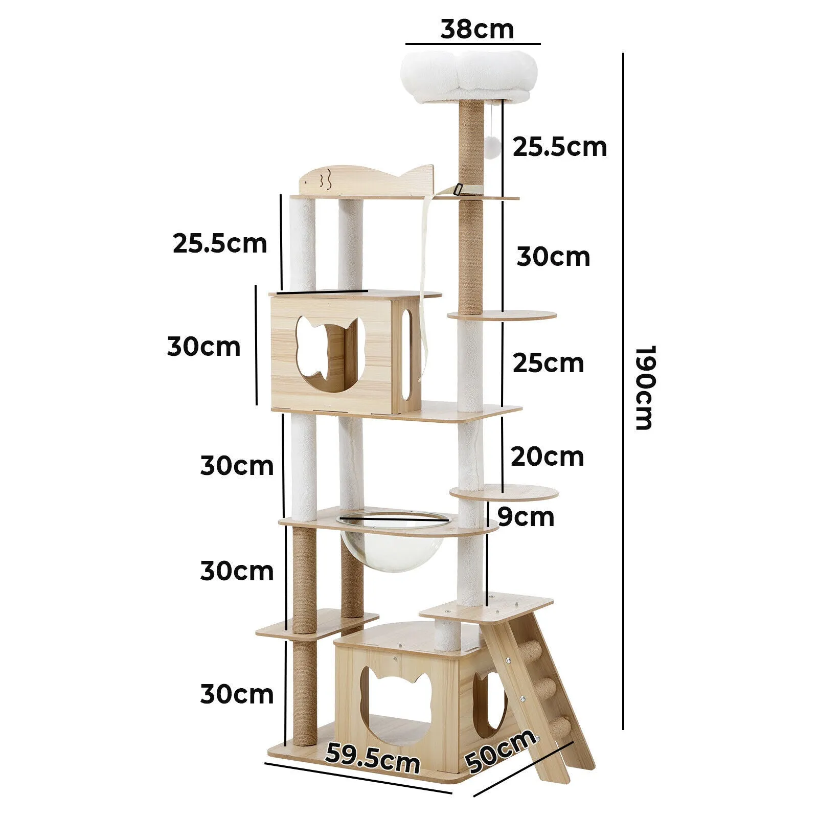 190cm Cat Tree/Tower Scratching Post Condo House Bed Furniture