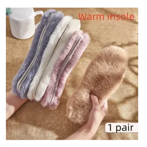 1pair Warm & Comfortable Thickened Plush Insoles, Winter