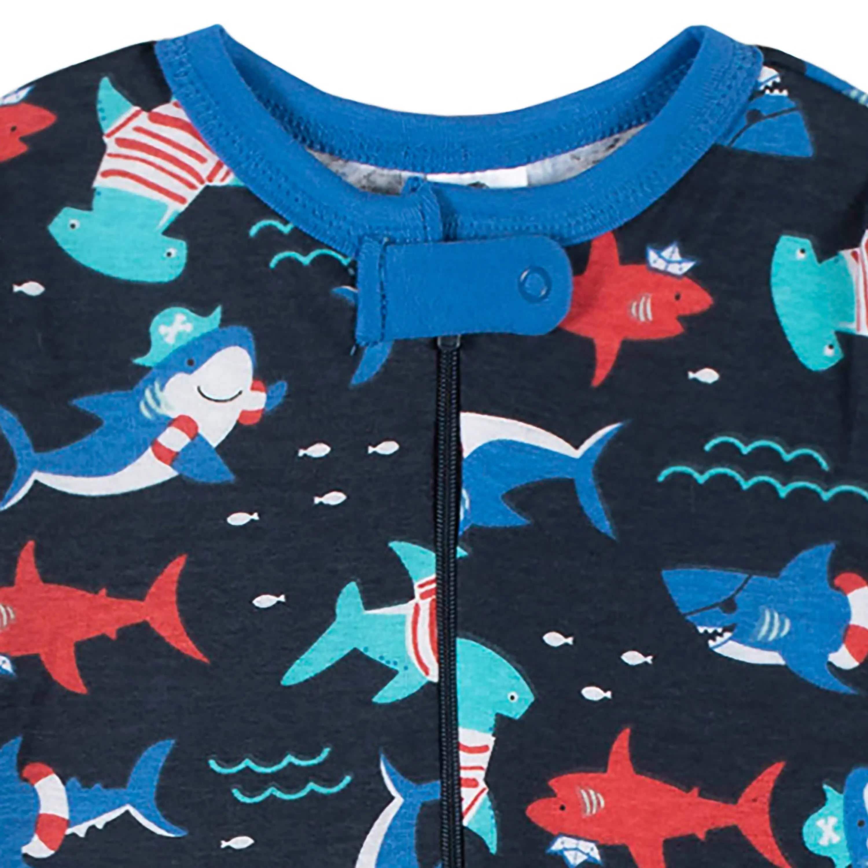 2-Pack Baby & Toddler Boys Shark Zone Snug Fit Footed Cotton Pajamas