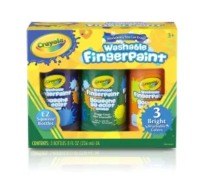 3 ct. 8-oz. Washable Fingerpaint, Bright Colors