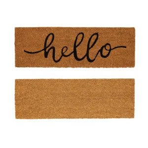 60cm x 20cm Hello Coir Step Mats - Pack of Two - By Nicola Spring