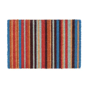 90cm x 60cm Multicoloured Pinstripe Coir Door Mat - By Nicola Spring