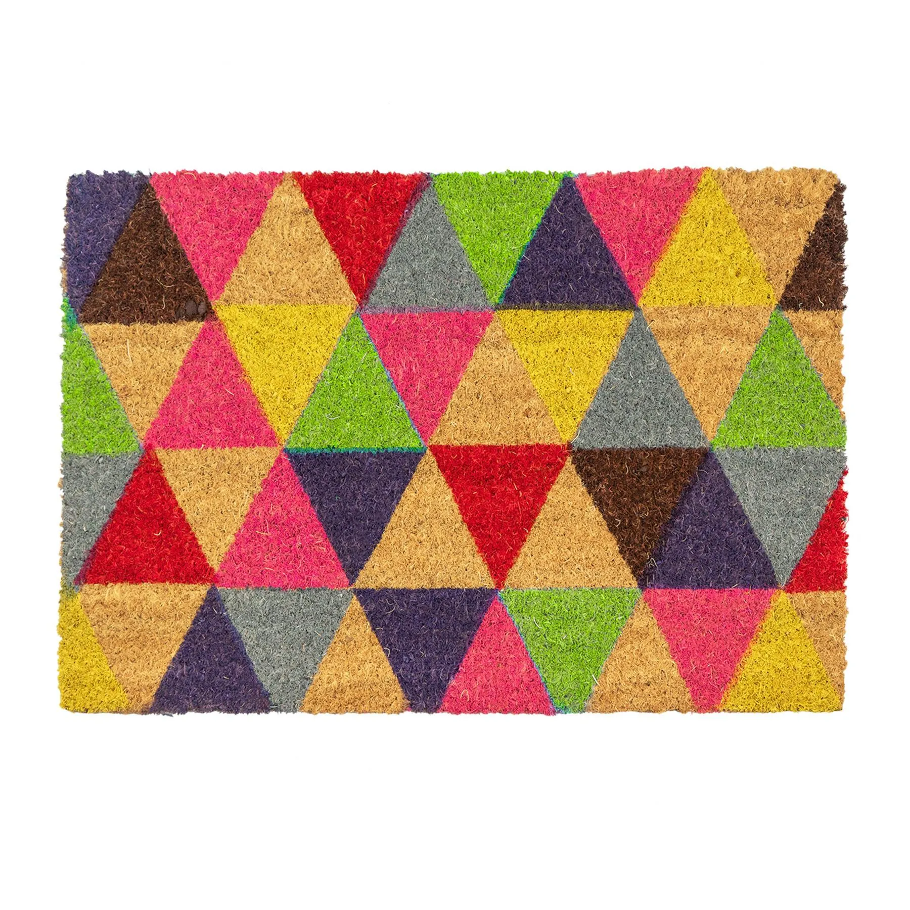 90cm x 60cm Multicoloured Triangles Coir Door Mat - By Nicola Spring