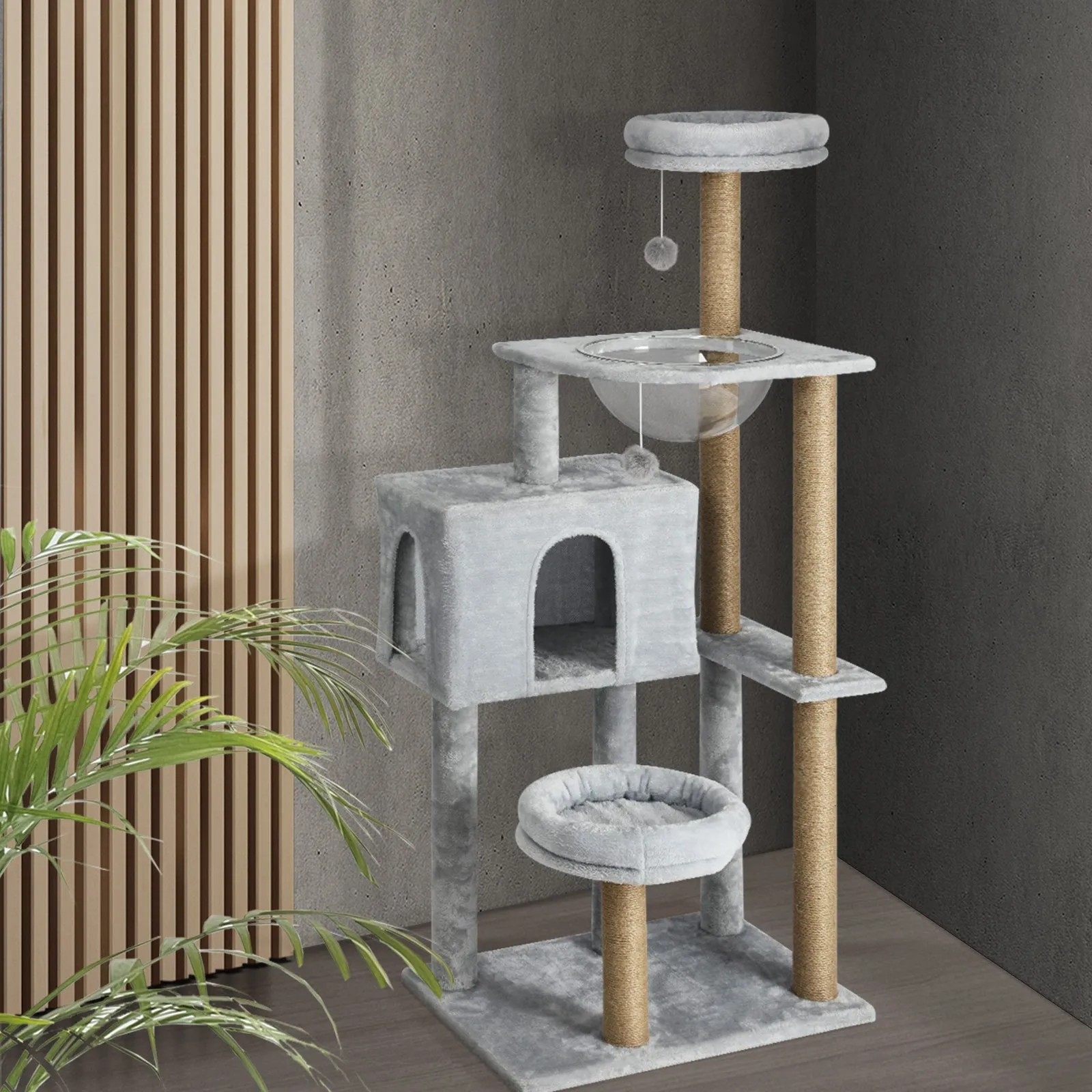 Alopet Cat Tree Tower Scratching Post Scratcher Cats Condo House Bed Wood 140cm