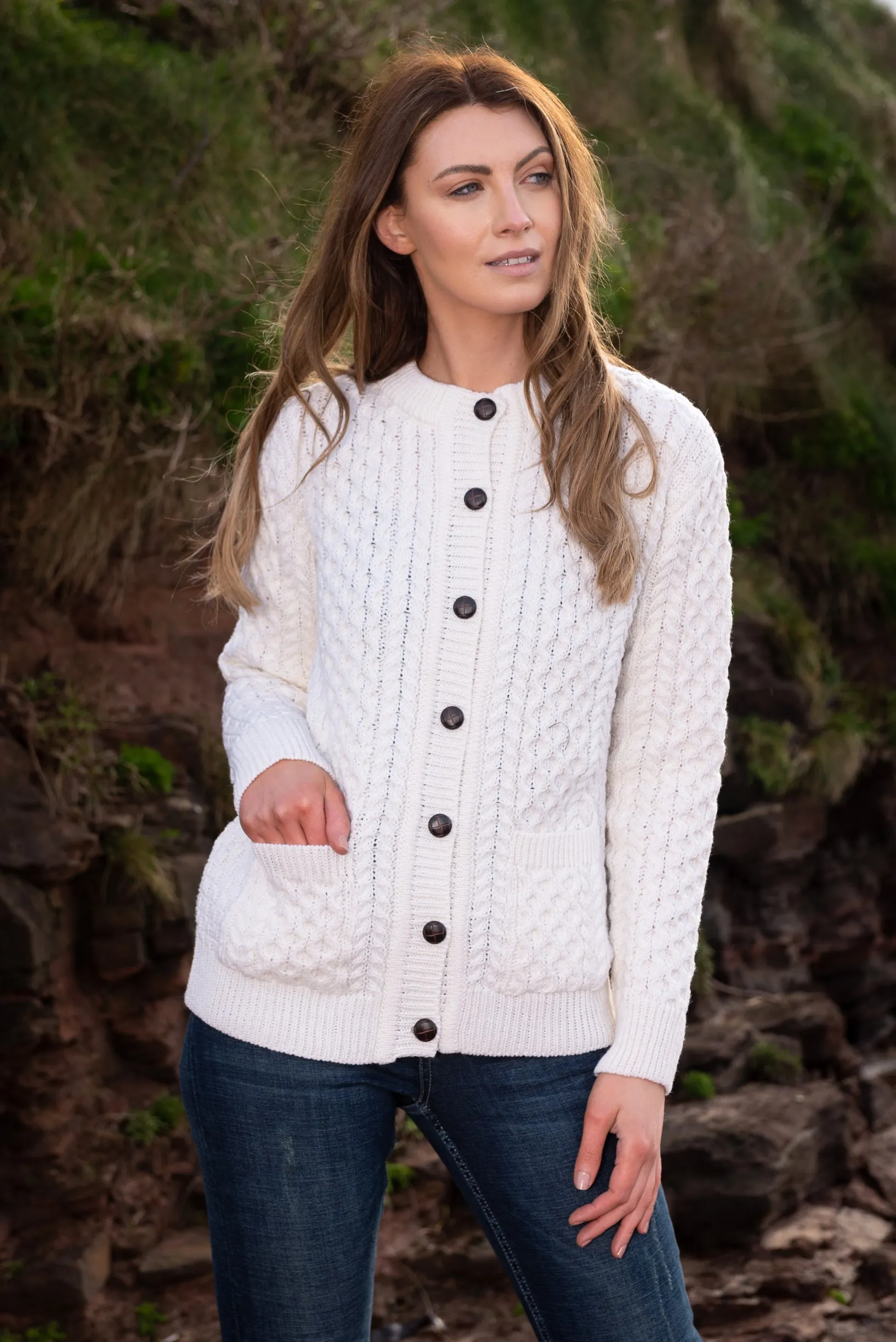 Aran Lumber Cardigan | Natural