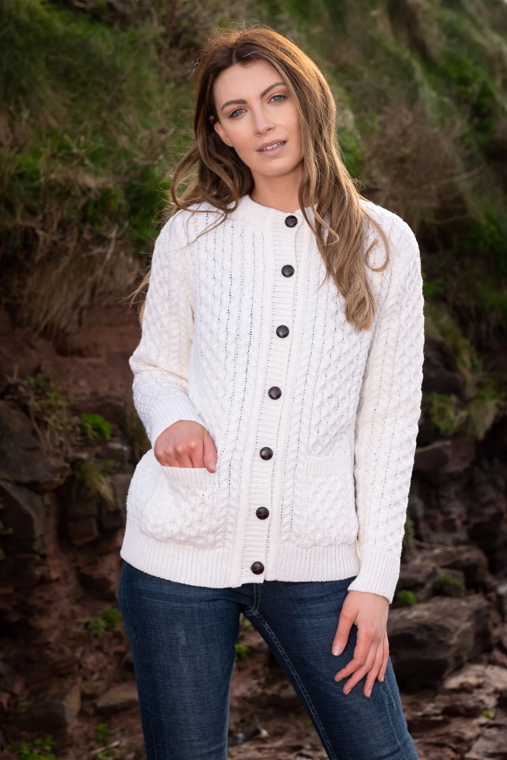 Aran Lumber Cardigan | Natural