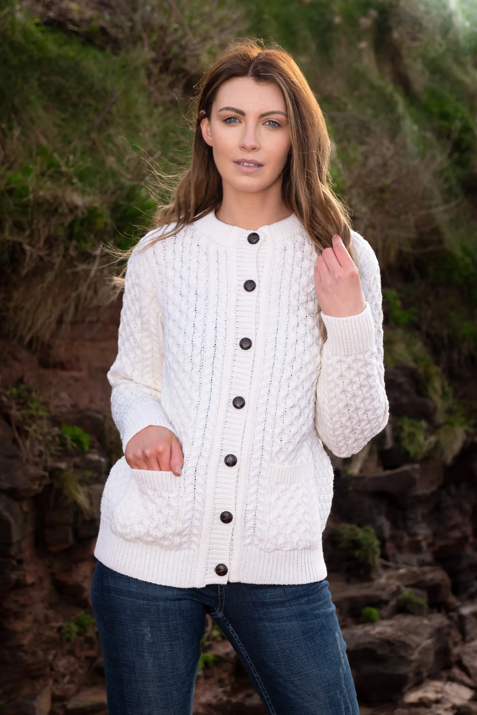 Aran Lumber Cardigan | Natural