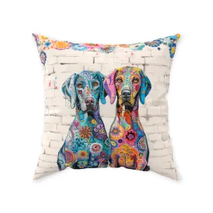 Artistic Floral Weimaraner Edgy Original Dog Art Floor Pillow