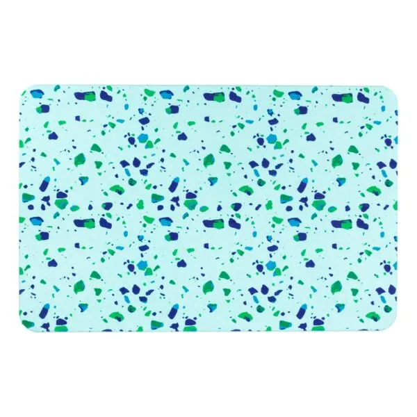 Artsy Mats Terrazzo Aqua Blue Stone Non Slip Bath Mat - Touch Dry