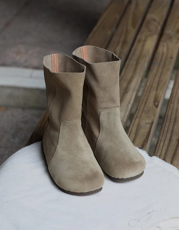 Autumn Winter Round Head Comfortable Suede Boots