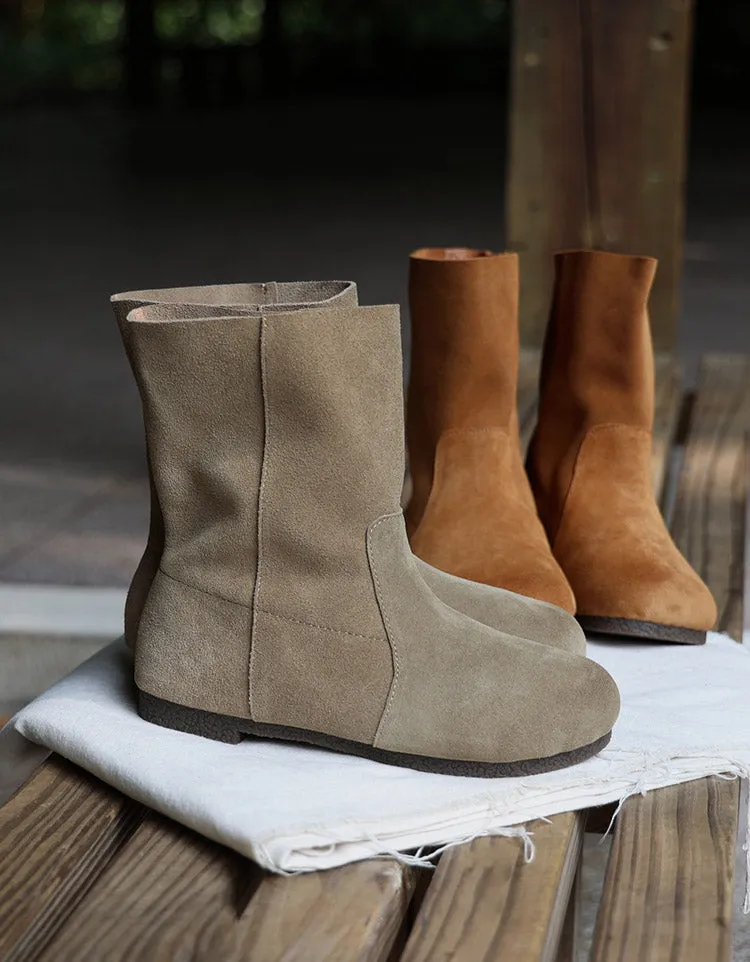 Autumn Winter Round Head Comfortable Suede Boots