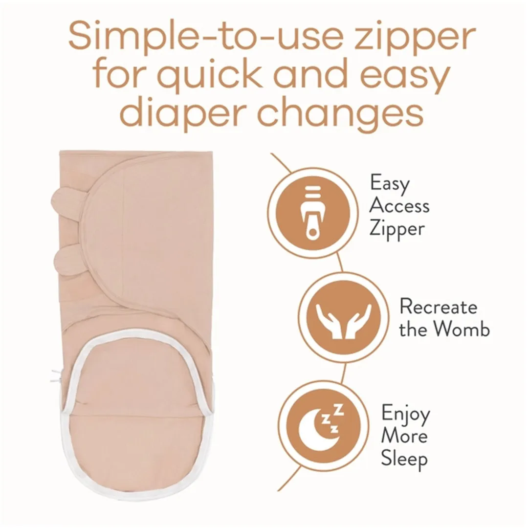 Baby Easy Swaddle Blankets w/ Zipper - 3 Pack By Comfy Cubs (Light Blush/Blush/Mauve)