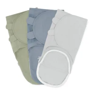 Baby Easy Swaddle Blankets w/ Zipper - 3 Pack By Comfy Cubs -(Stone/Pacific Blue/Sage)