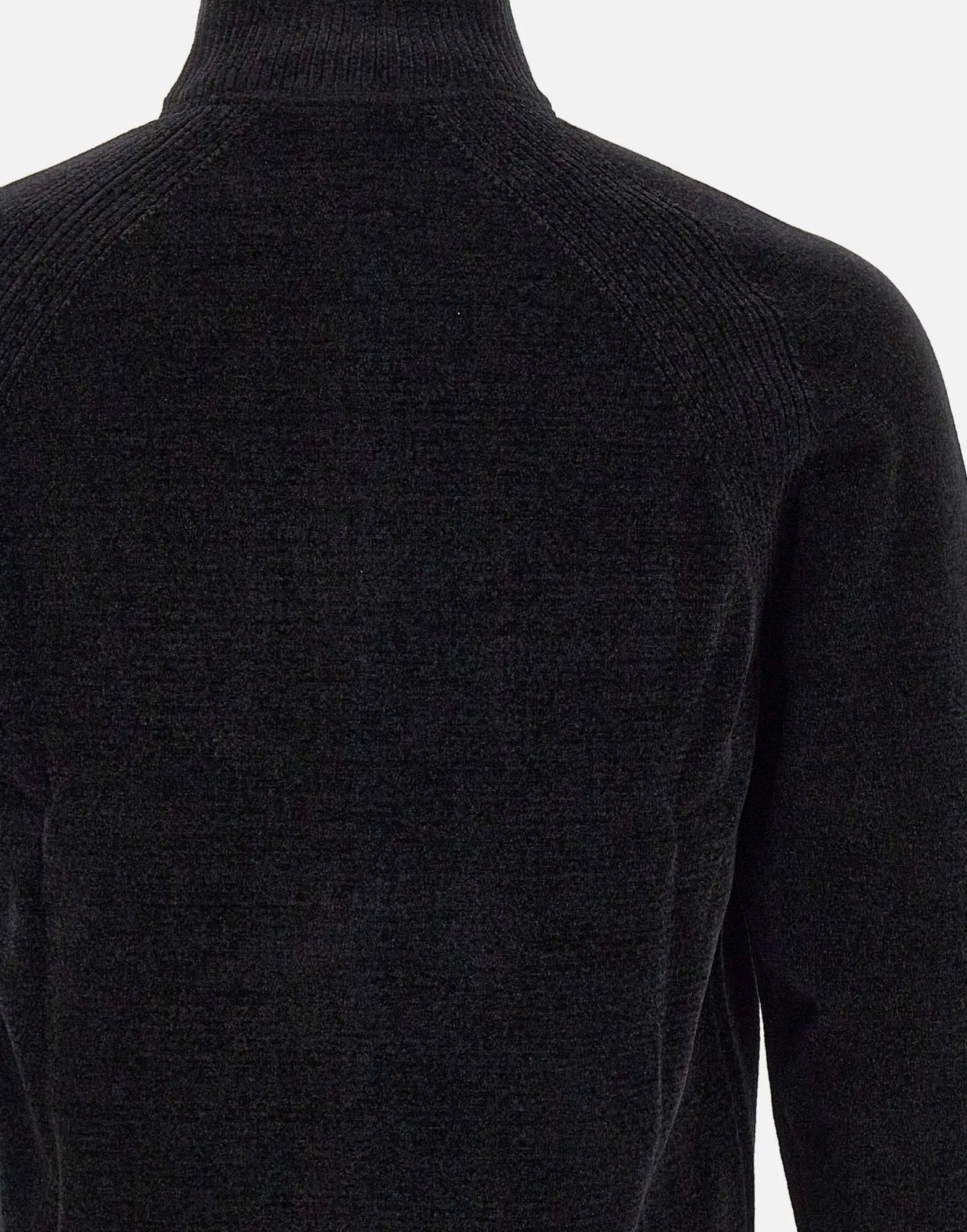 Black Velvet Men's Shirt with High Collar