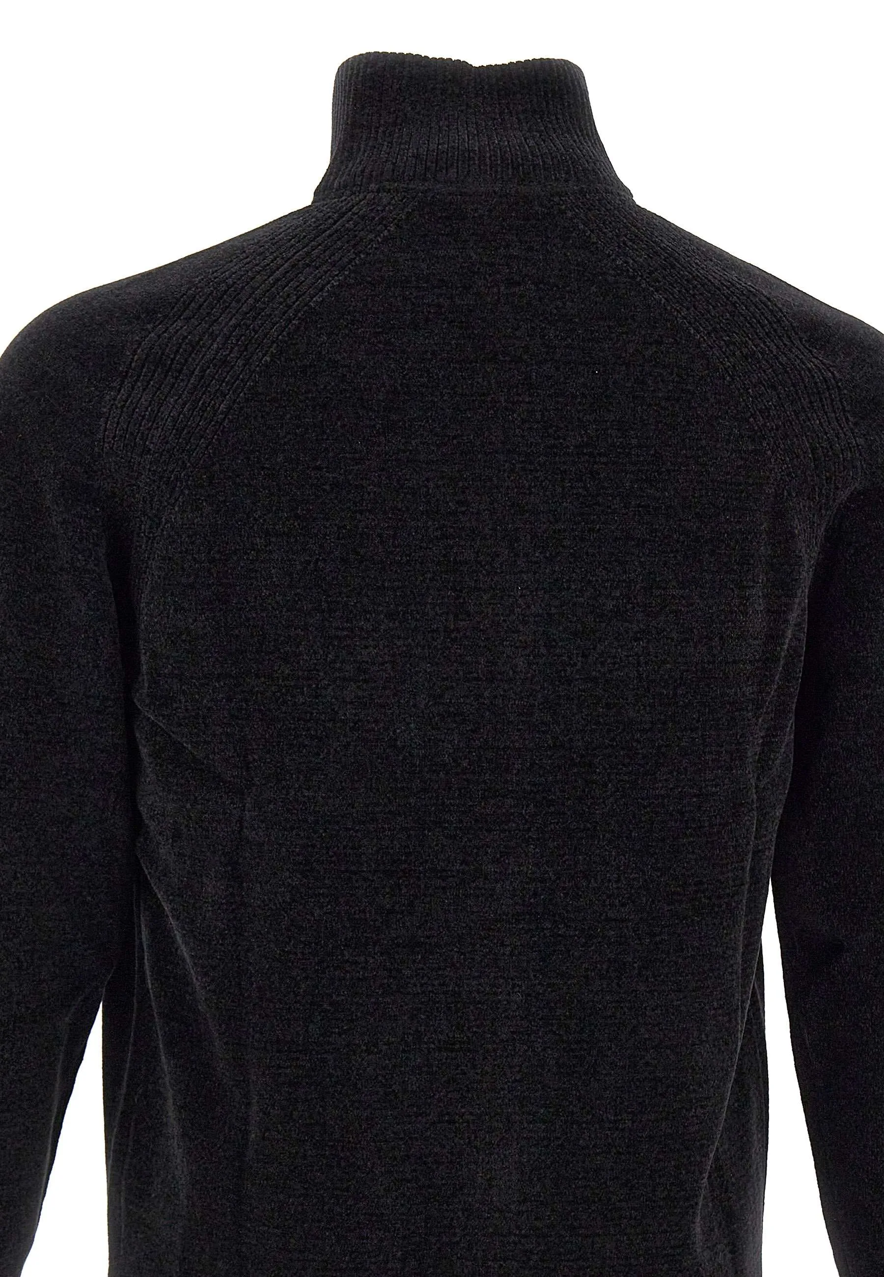 Black Velvet Men's Shirt with High Collar