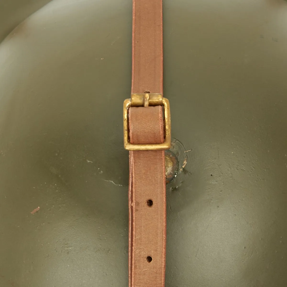 British WWI & WWII Leather Brodie Helmet Carrier for Saddle or Sam Browne Belt