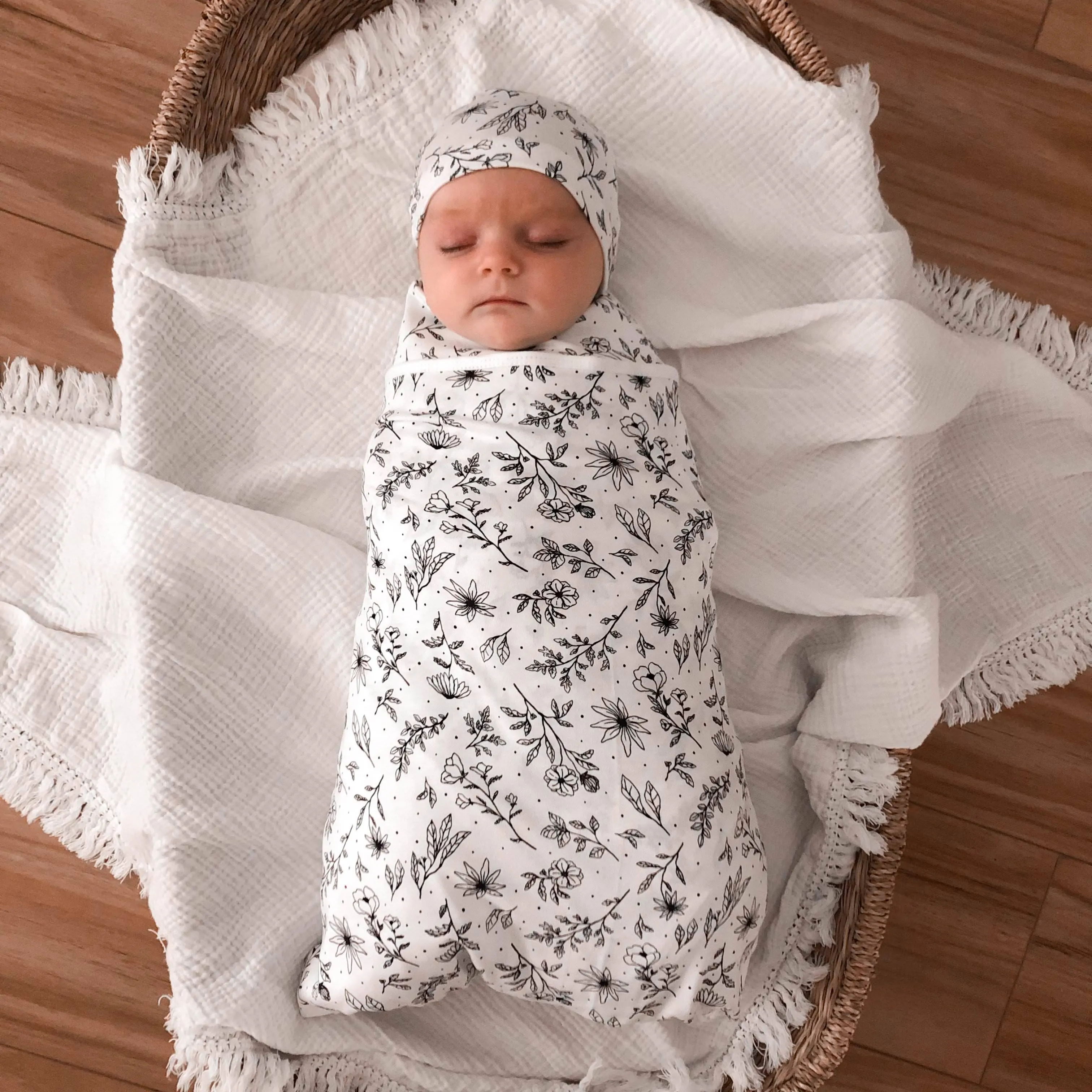 Calla Polka Dot Floral Swaddle Set