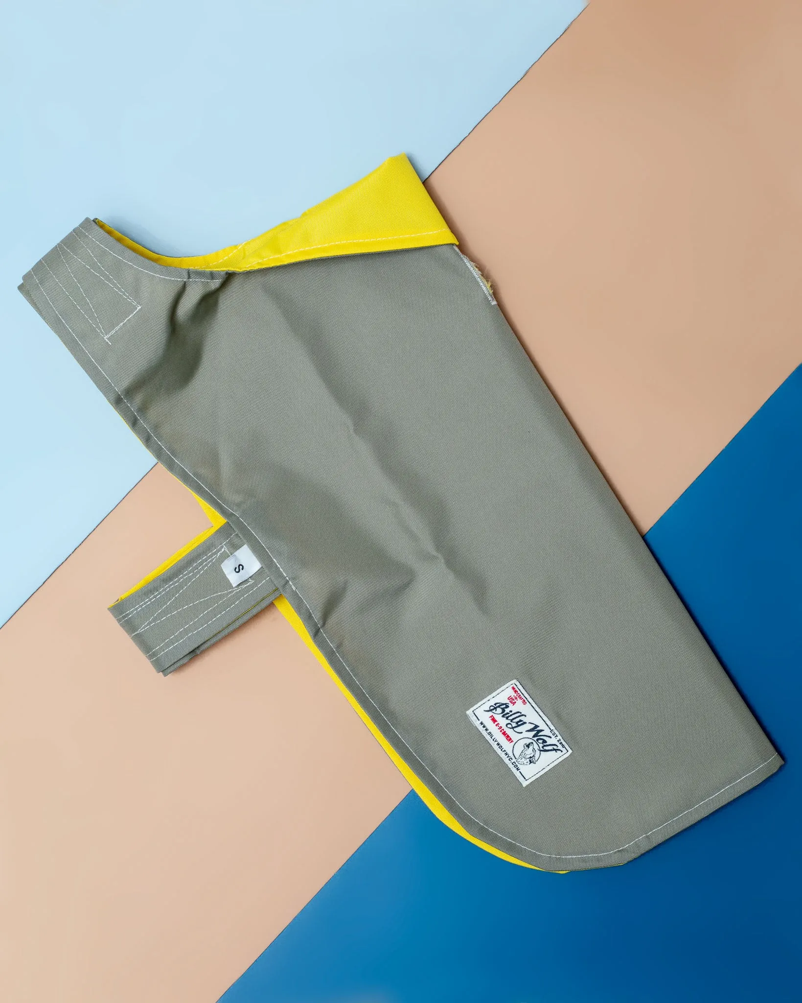 Carson Reversible Dog Raincoat in Khaki & Yellow (Made in the USA) << FINAL SALE >>