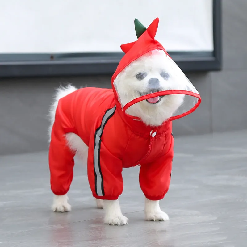 Cartoon Pet Hooded Raincoat