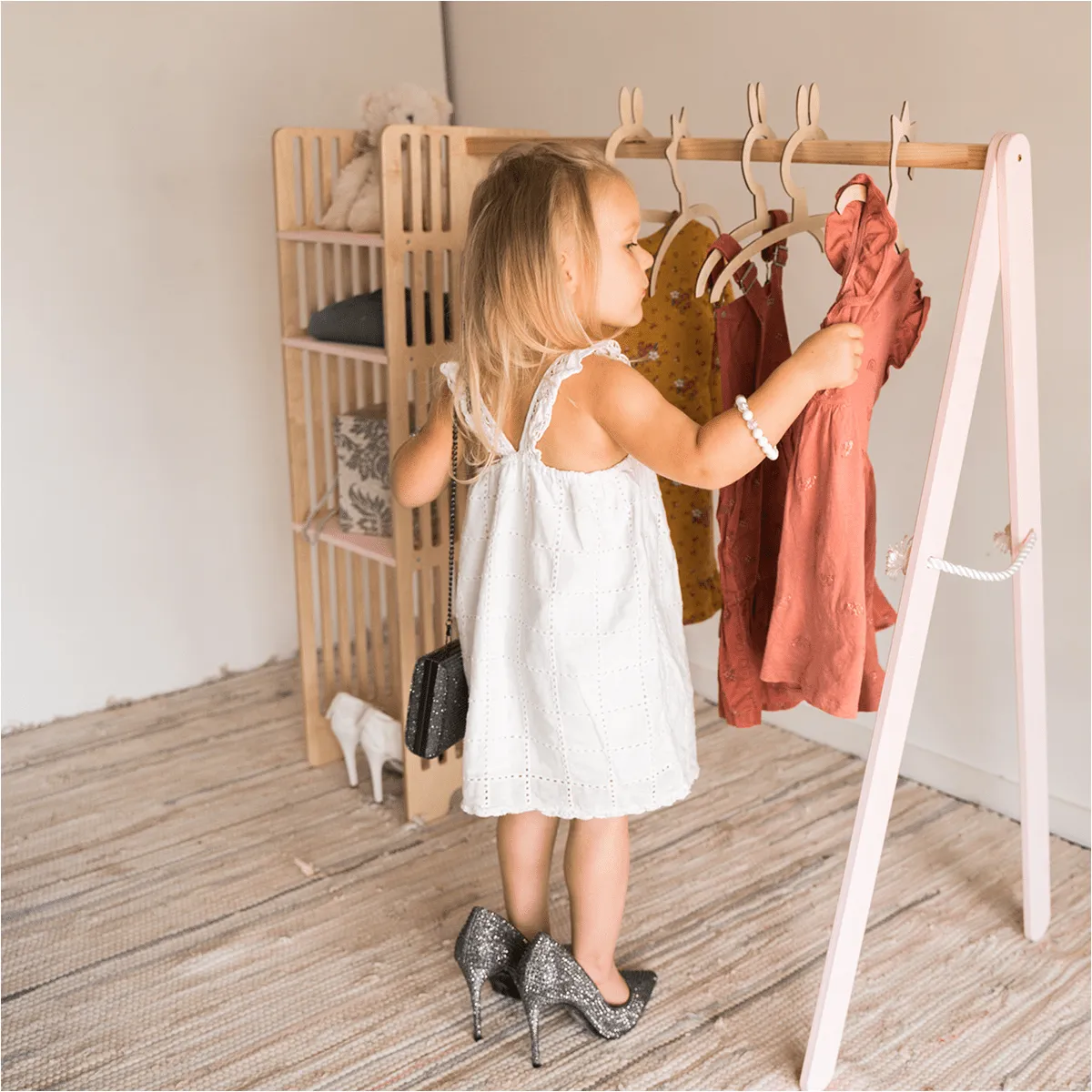 Children Wooden Wardrobe, Kids Clothing Rack