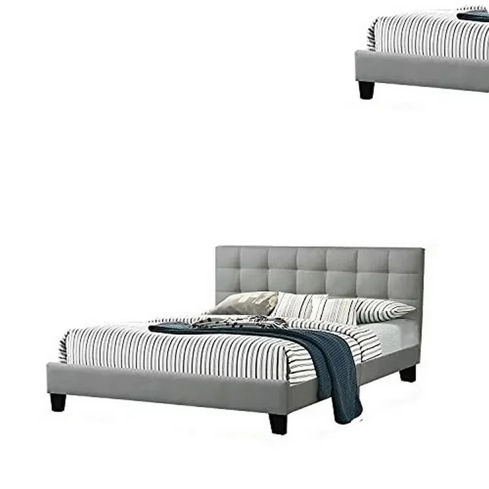 Dex Modern Platform California King Bed, Tufted Upholstery, Light Gray By Casagear Home