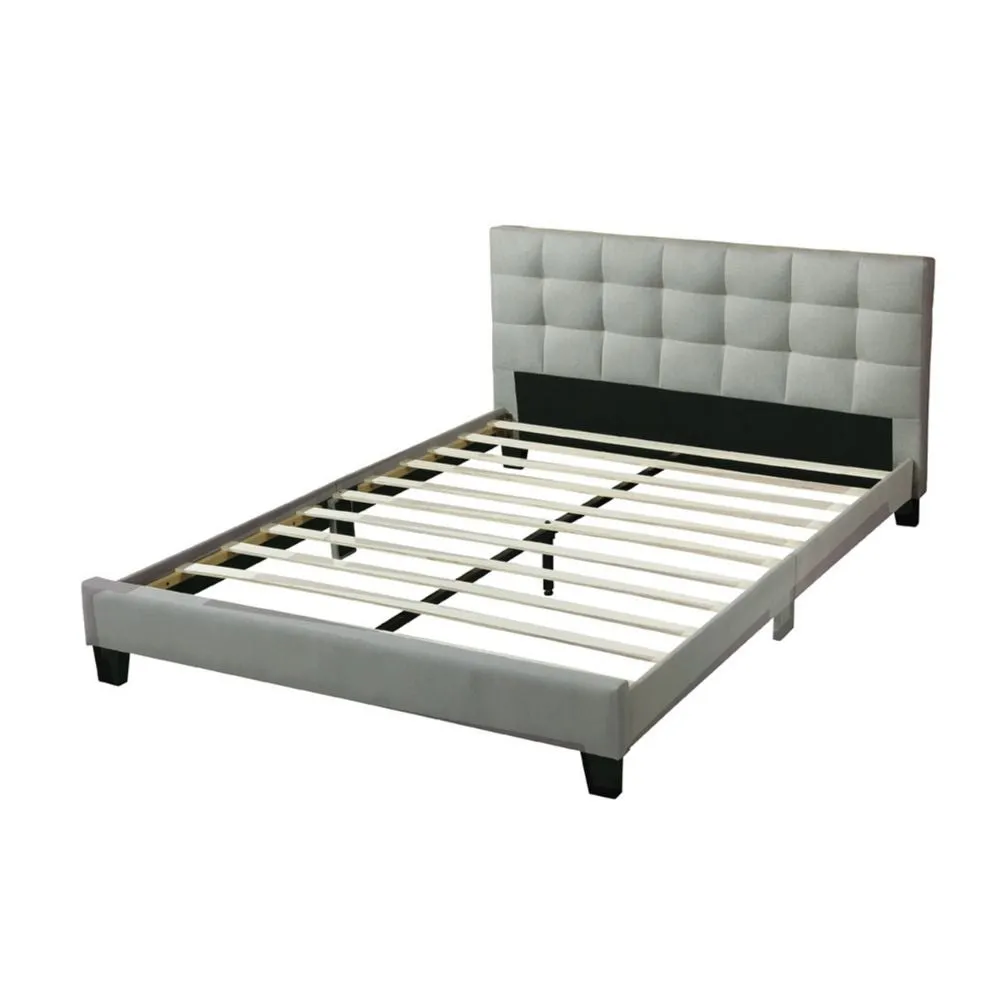 Dex Modern Platform California King Bed, Tufted Upholstery, Light Gray By Casagear Home