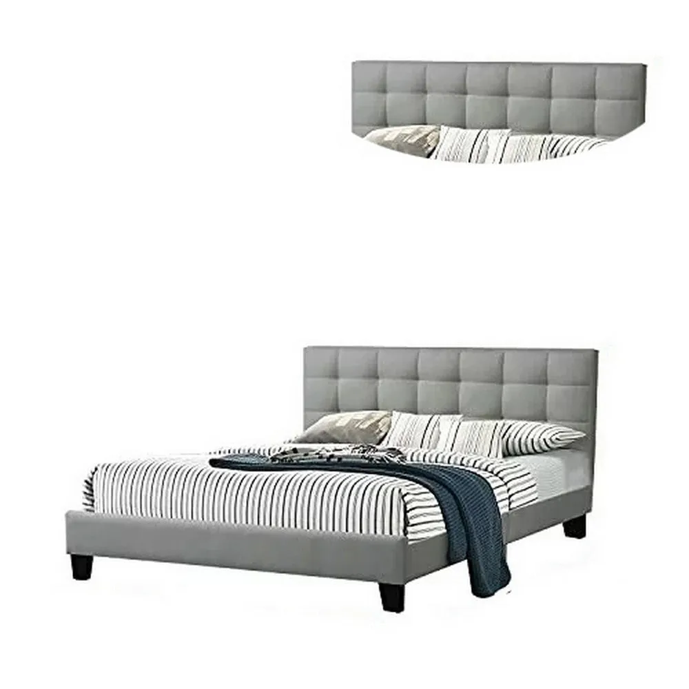 Dex Modern Platform California King Bed, Tufted Upholstery, Light Gray By Casagear Home