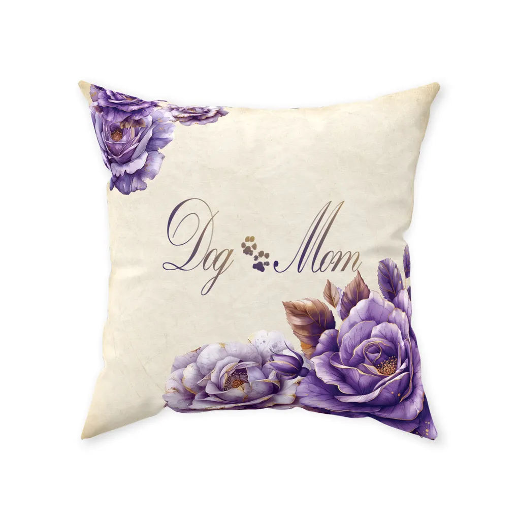 Dog Mom French Country Lavender Rose Floor Pillow