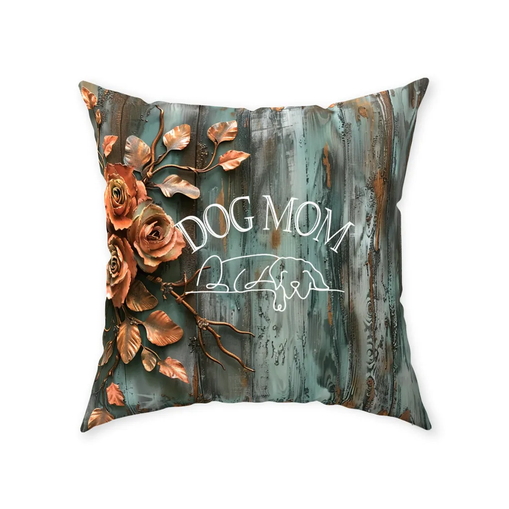 Dog Mom Patina Rose Farmhouse Washable Floor Pillow