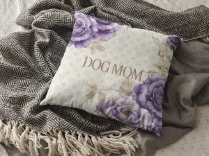 Dog Mom Signature "DM" Motif Gilded Lavender Rose Floor Pillow