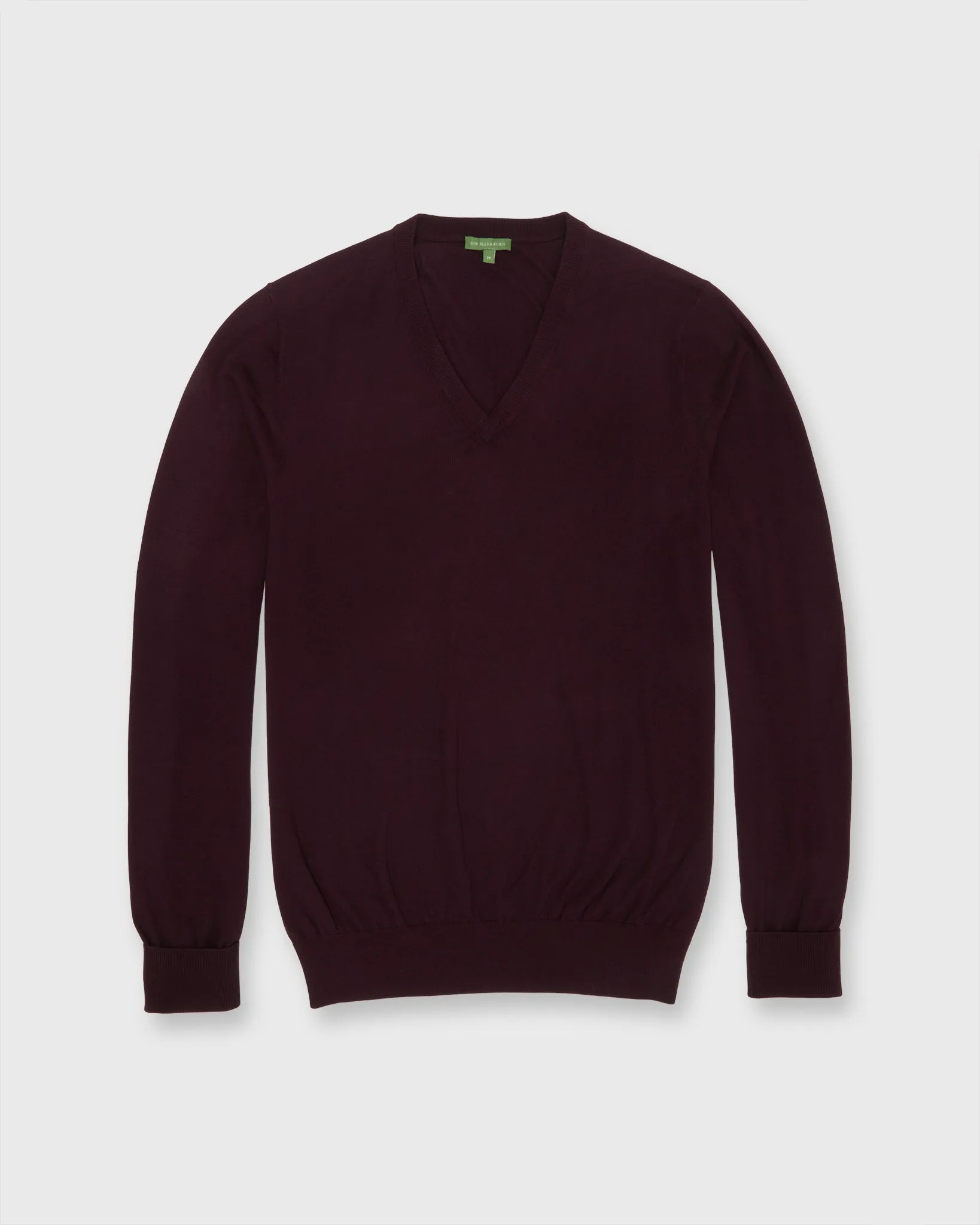 Fine-Gauge V-Neck Sweater in Bordeaux Escorial Wool