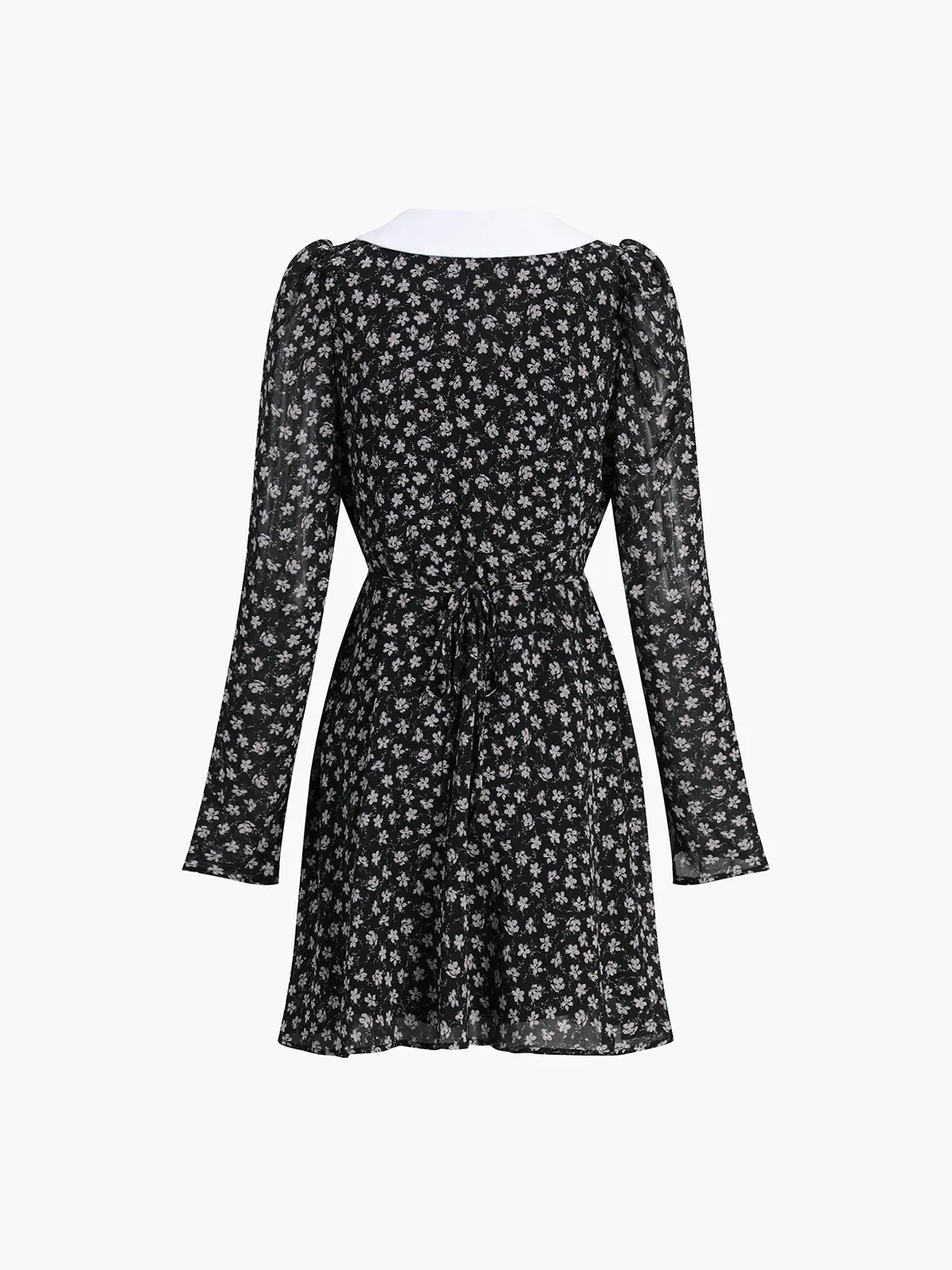 Floral Peter Pan Trendy Collar Short Dress