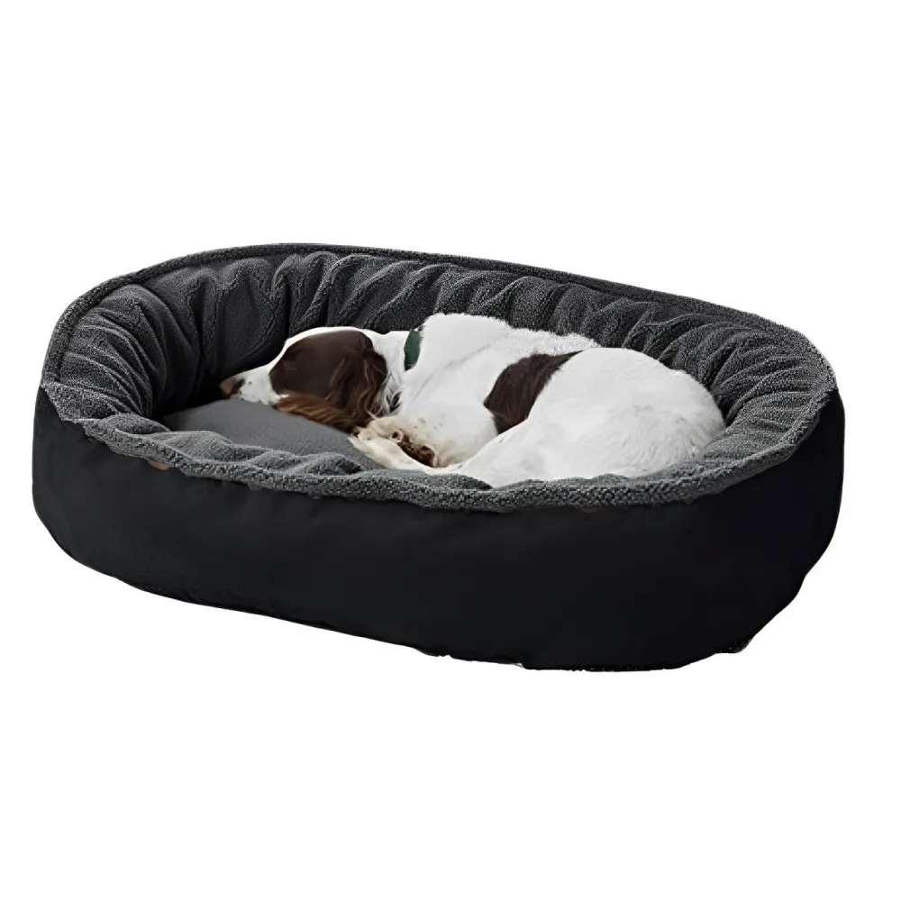 Fluffy's Kozi Pet Ultra Soft Ethnic Designer Polyster Filled Reversable Bed for Dogs and Cats (Black)