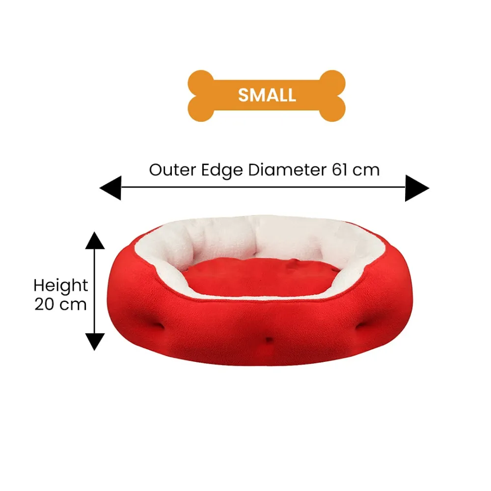 Hiputee Luxurious Paw Shape Dual Colour Bed for Dogs and Cats (Red & Cream)