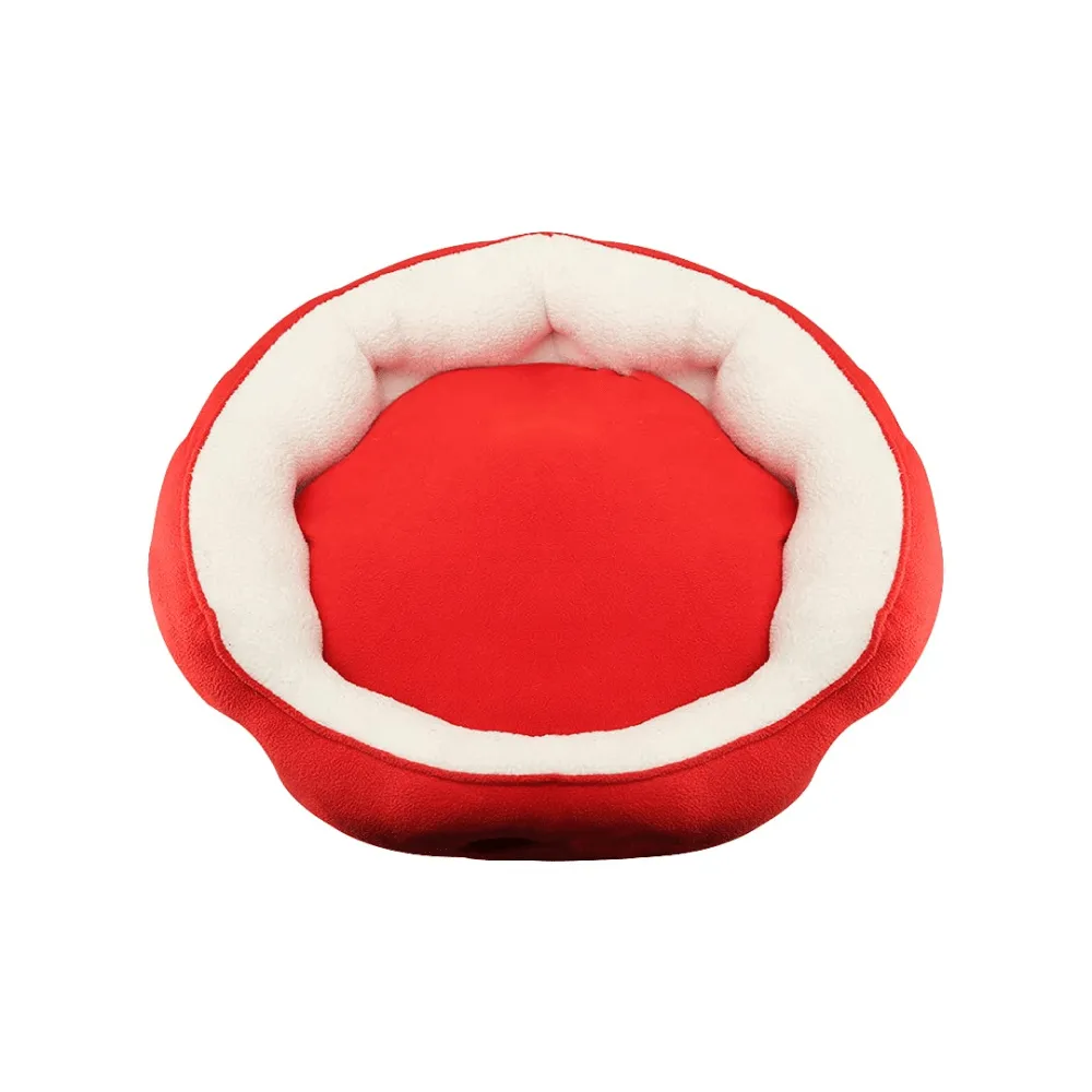 Hiputee Luxurious Paw Shape Dual Colour Bed for Dogs and Cats (Red & Cream)