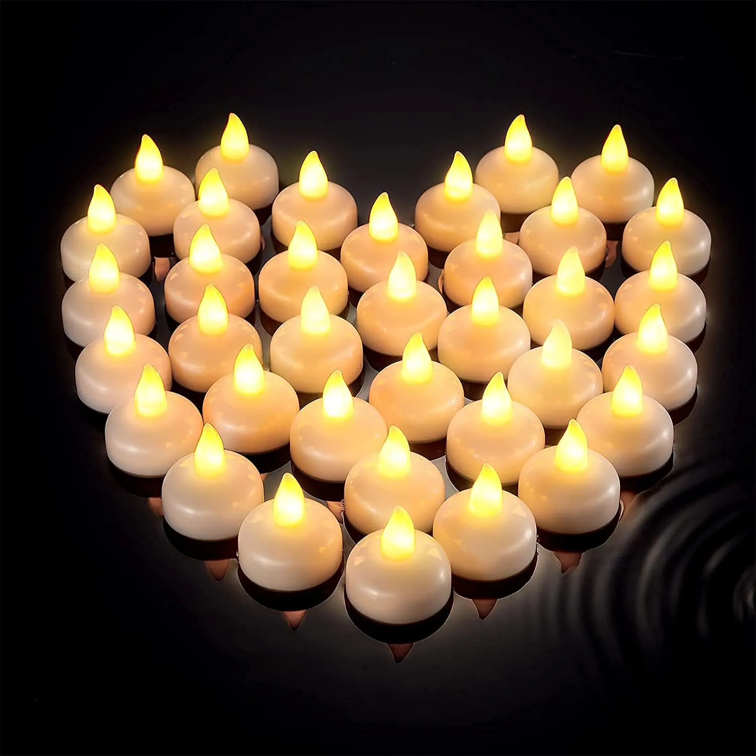 Illuvate Floating Tealight Water Sensor Battery Operated Waterproof LED Flame less Flickering Lights Candles Perfect for Diwali Party Decorations Flameless Plastic Tea Candle Lamp Sensor Tealights(30)