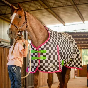 In Stock Now! Jeffers Expression 1200 Denier Standard Neck Turnout Blanket, 240 Gram, Skater Cowgirl