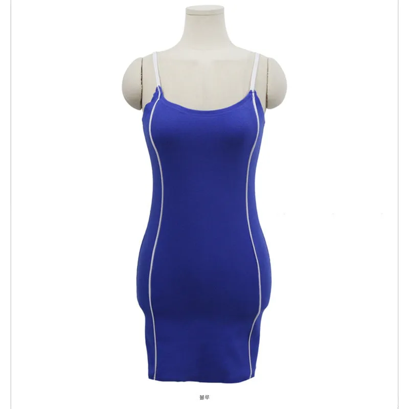 Korea Dongdaemun Stretchable Trendy Fitted Strap Hip Flattering Solid Colored Dress Women Dress