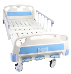 KT3CB Three Crank Manual Hospital Bed with Mattress, Side Railings and Wheels