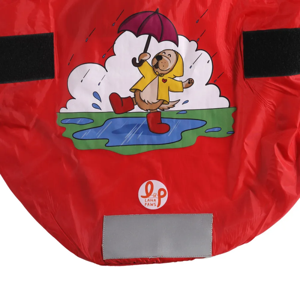 Lana Paws Just Wanna Have Fun Printed Raincoat for Dogs (Red)