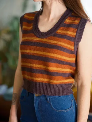 Merino Sweater Vest in Rust Stripe