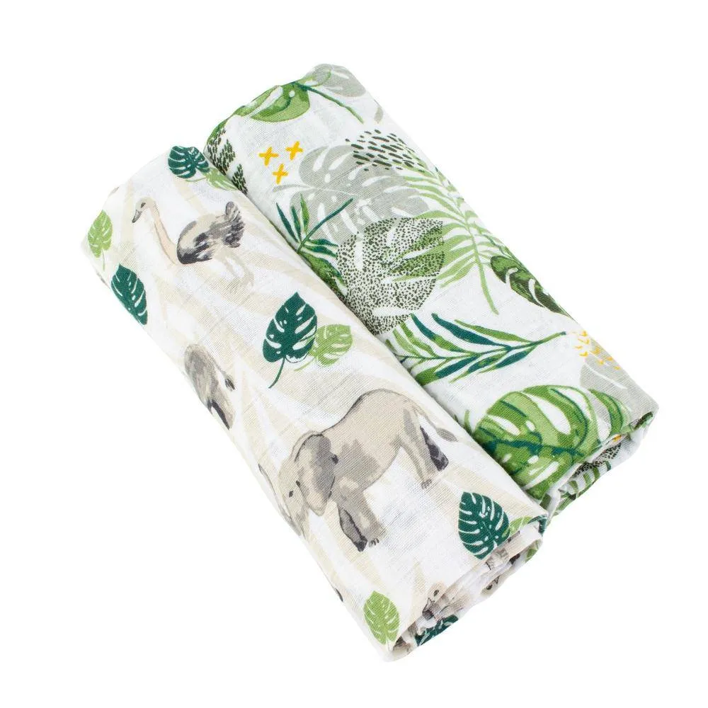 Muslin Swaddle Blanket Set Premium Cotton Jungle   Rainforest