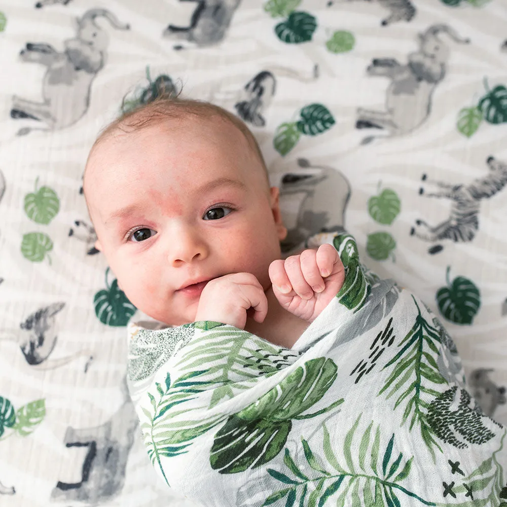 Muslin Swaddle Blanket Set Premium Cotton Jungle   Rainforest