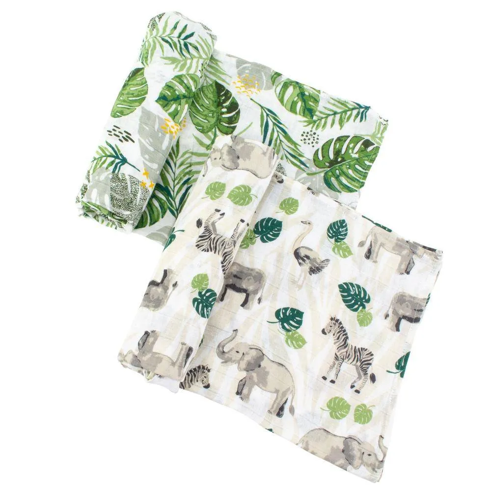 Muslin Swaddle Blanket Set Premium Cotton Jungle   Rainforest