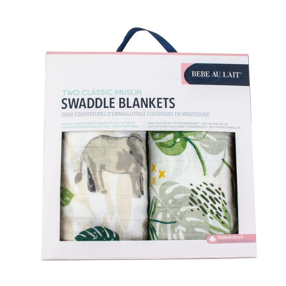 Muslin Swaddle Blanket Set Premium Cotton Jungle   Rainforest