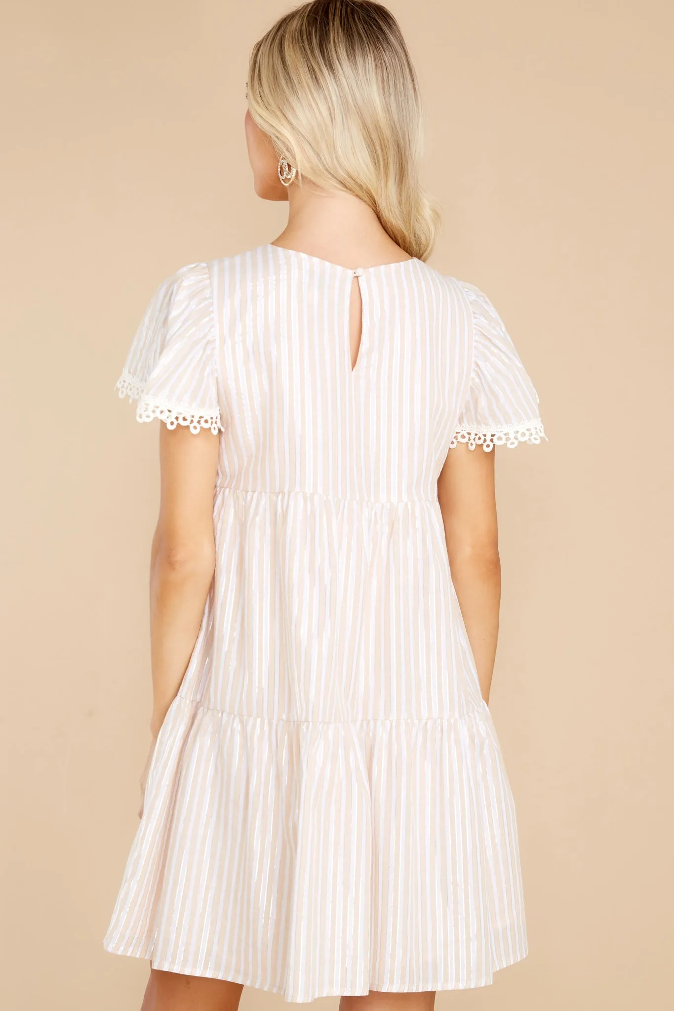 Only Prettier Blush And Gold Stripe Dress