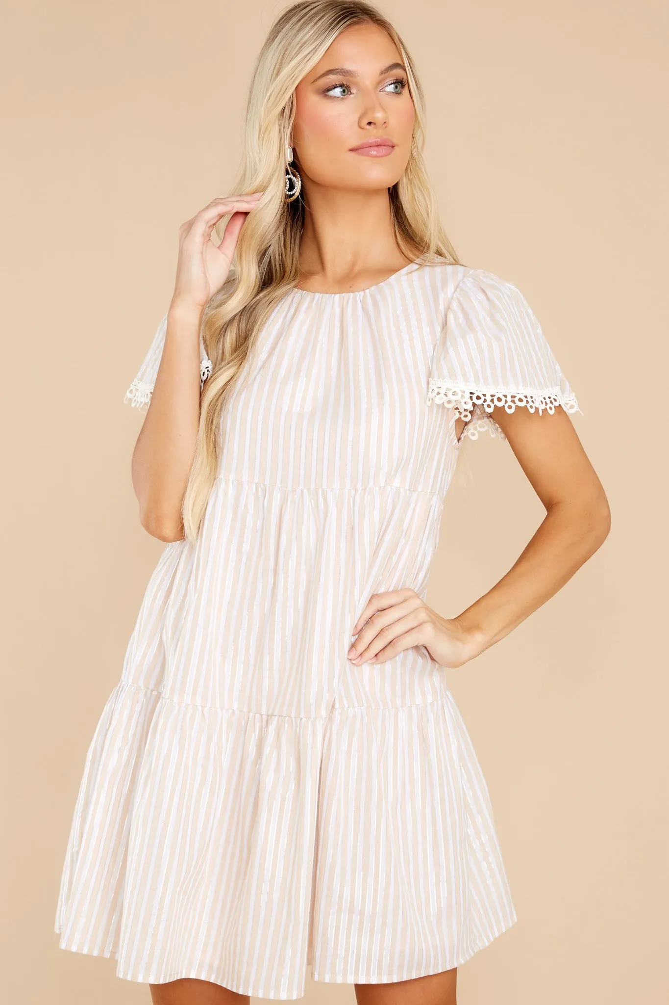 Only Prettier Blush And Gold Stripe Dress