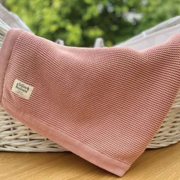 Organic Cotton Knitted Blanket - Pink